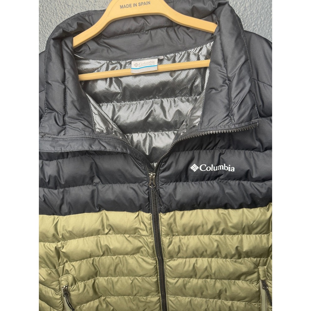Mens Columbia Sportswear Omni-Heat Powder Lite II Puffer Vest XXL Black Olive - Picture 2 of 9
